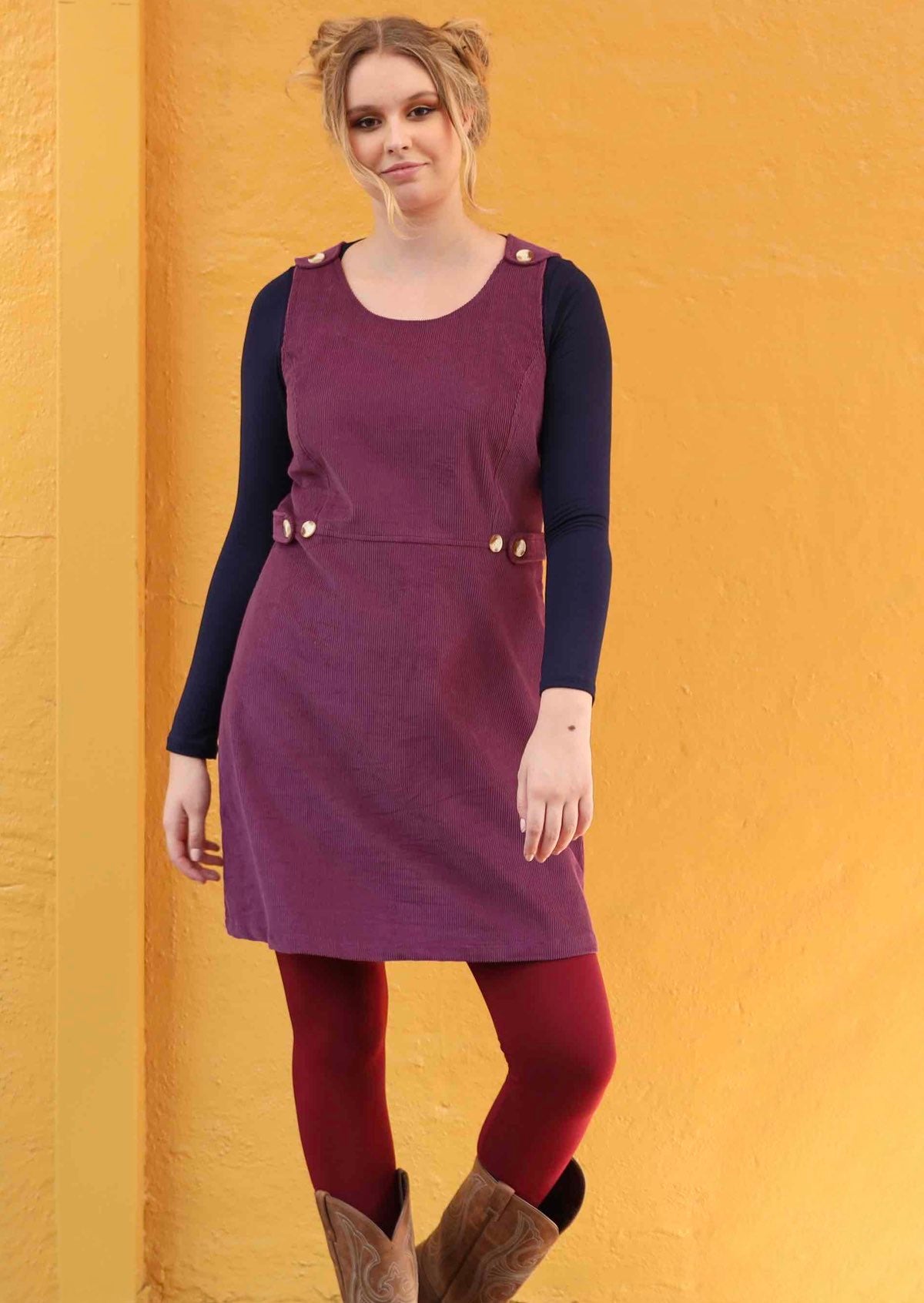 Purple cord dress best sale