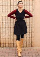 corduroy pinafore dress black ethical