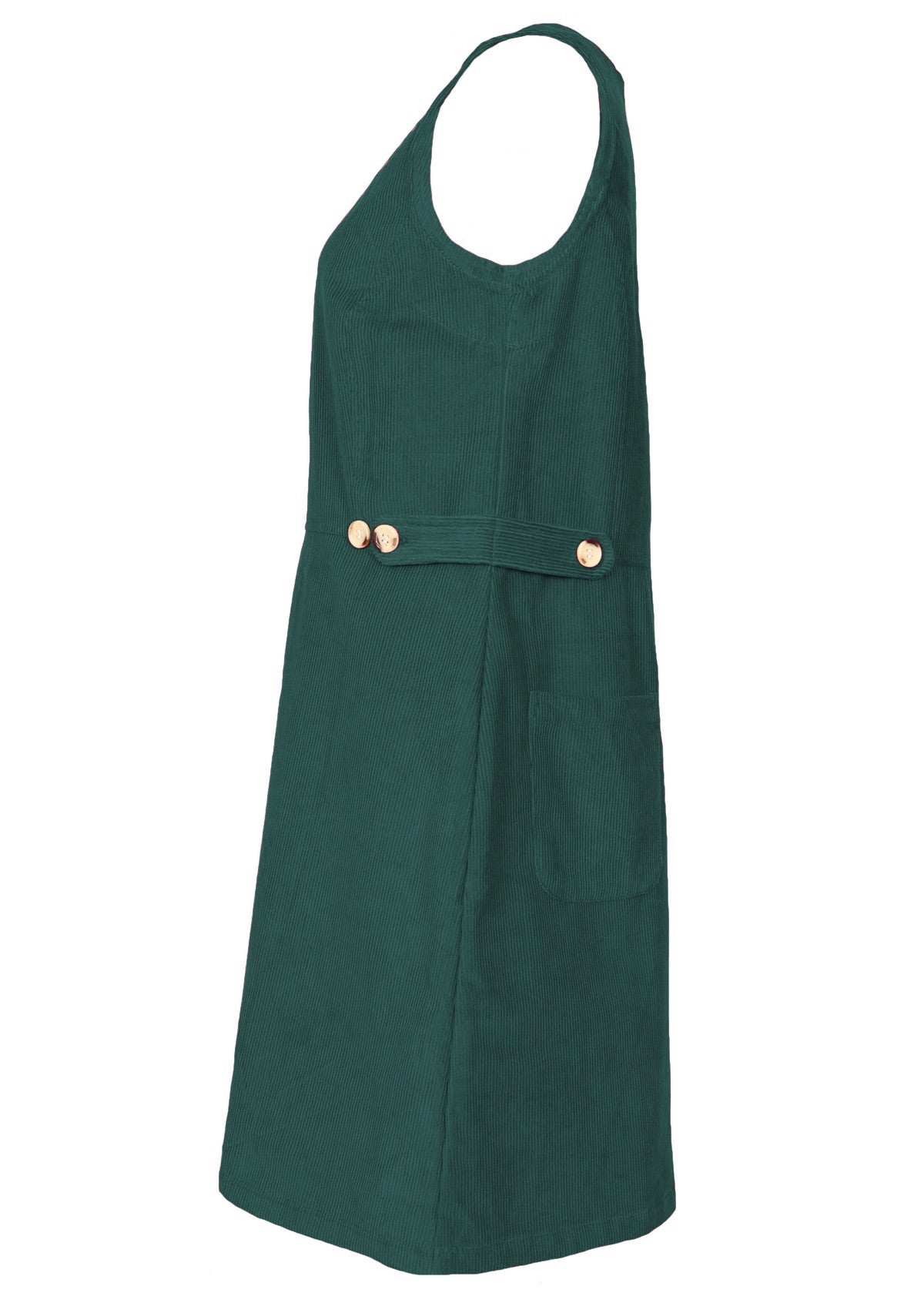 side view adjustable waist pinafore cord dress