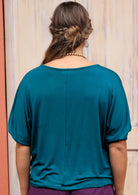 loose fit women's top teal blue