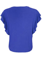back view loose fit women's basic blue top