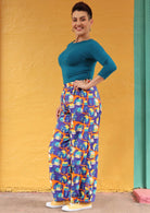cotton colourful house print pants with pockets
