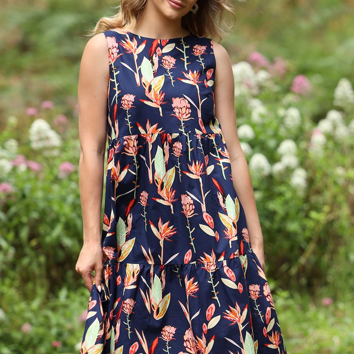 Harper Dress Bird of Paradise | Tiered Cotton Dress Bird of Paradise ...
