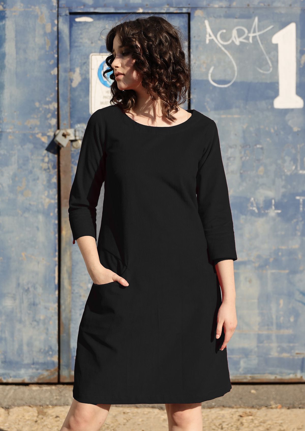 100% cotton corduroy tunic dress with pockets