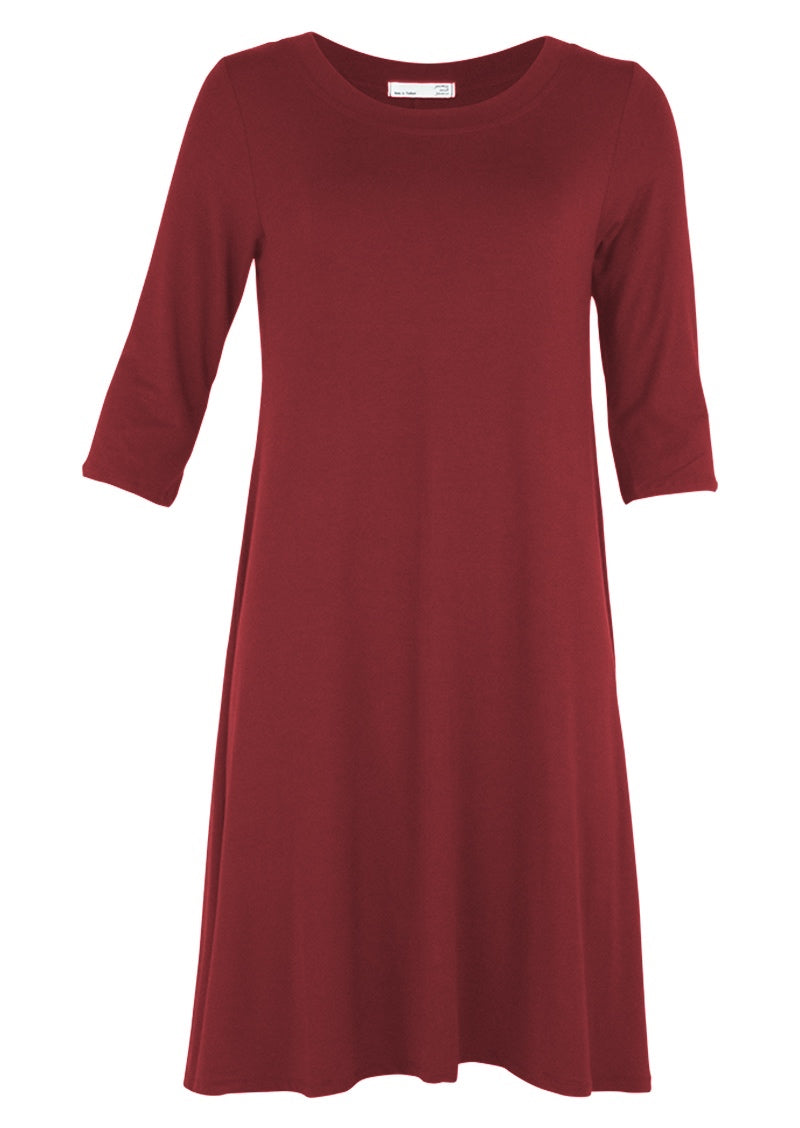 Half Sleeve Jersey Dress Maroon – Karma East