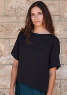 short sleeve relaxed fit cotton women's top