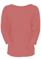back view women's basic long sleeve top pink