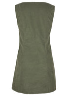back view a-line cord dress green