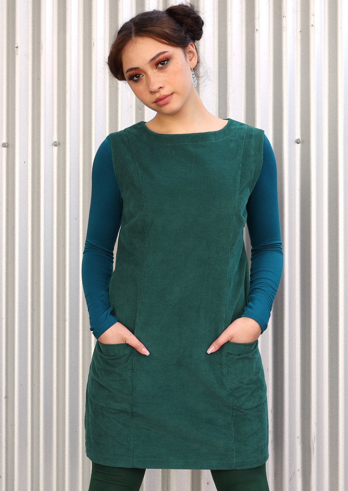Kacy Tunic Dress - Green Cord