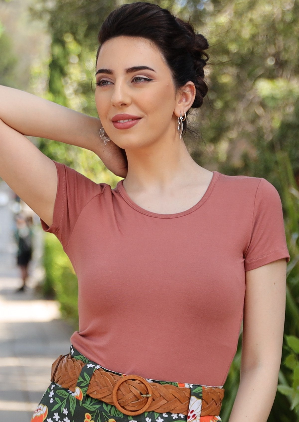 pink shirt with rose