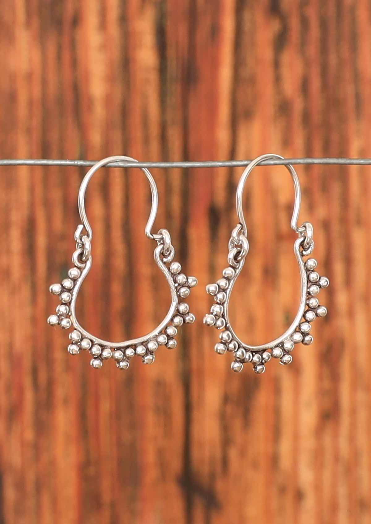 sterling silver boho hoop earrings silver ball detail Australia