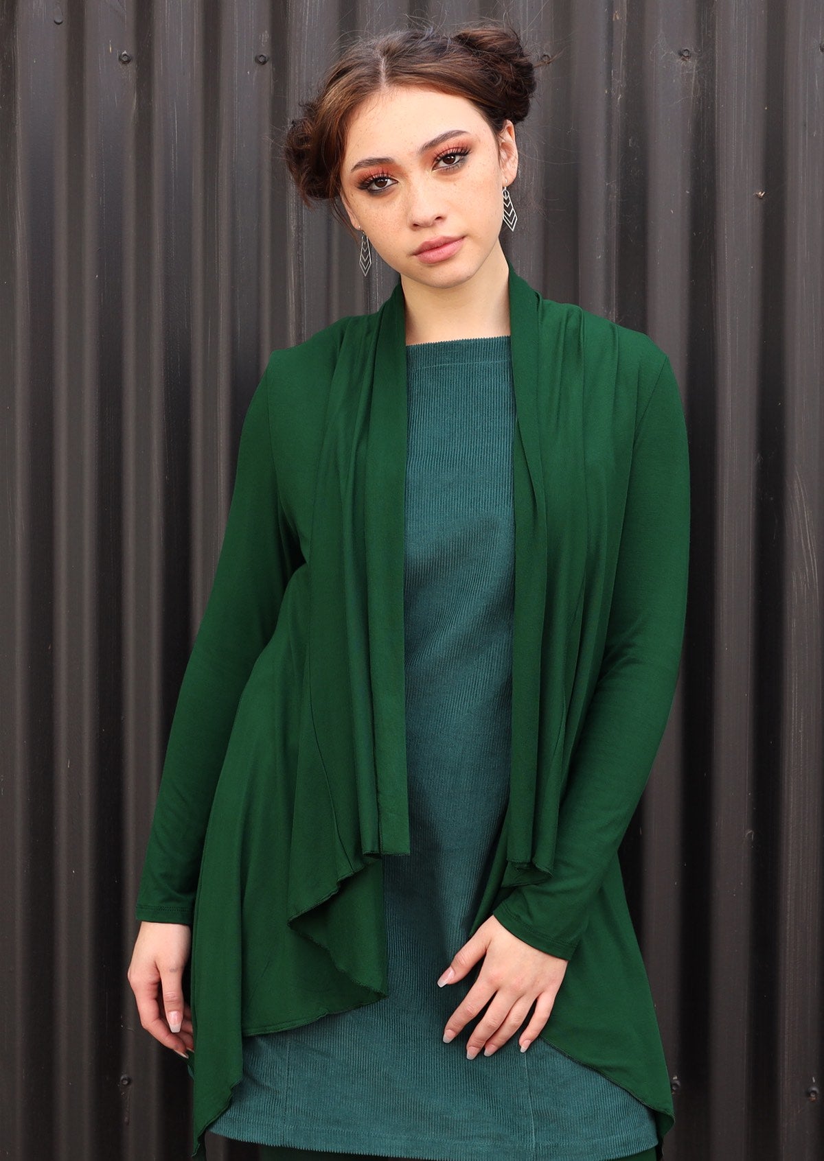 Green sales waterfall cardigan