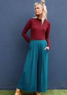 high waisted flare pant teal