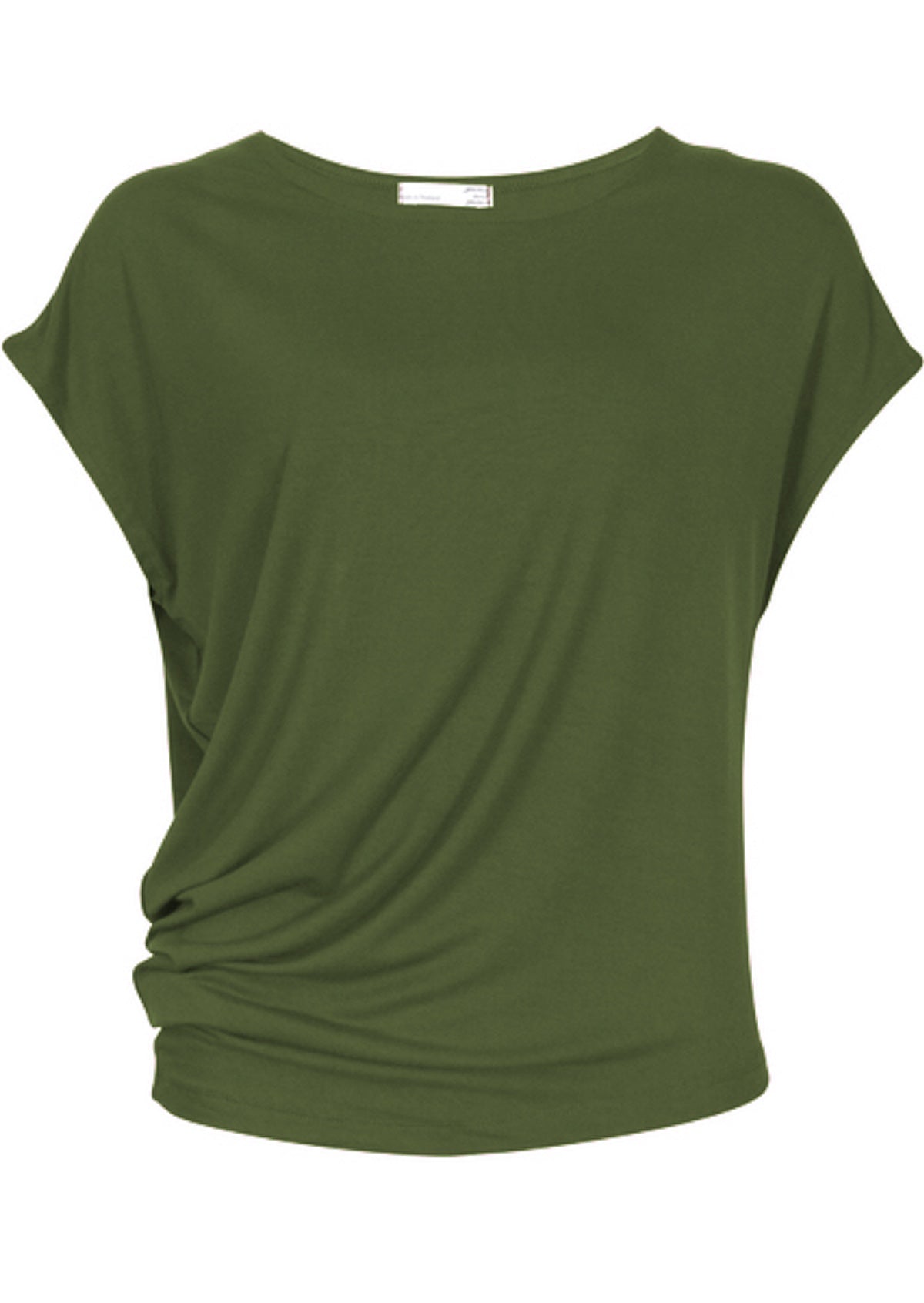 Front view womens olive green rayon top