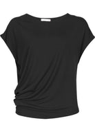 simple stylish women's top soft stretch rayon fabric black