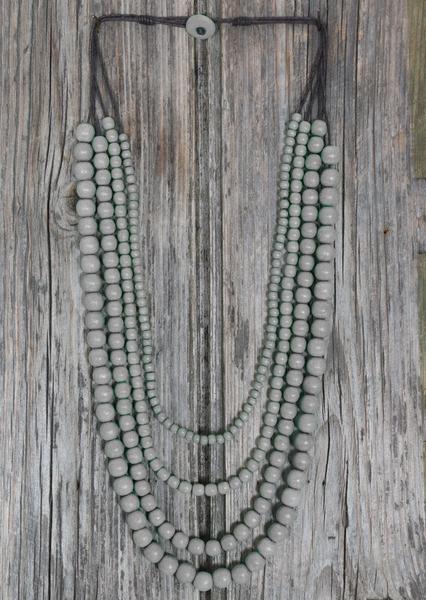 natural, renewable Pangantuon wood bead necklace grey