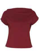 Wide neck mod top maroon front image