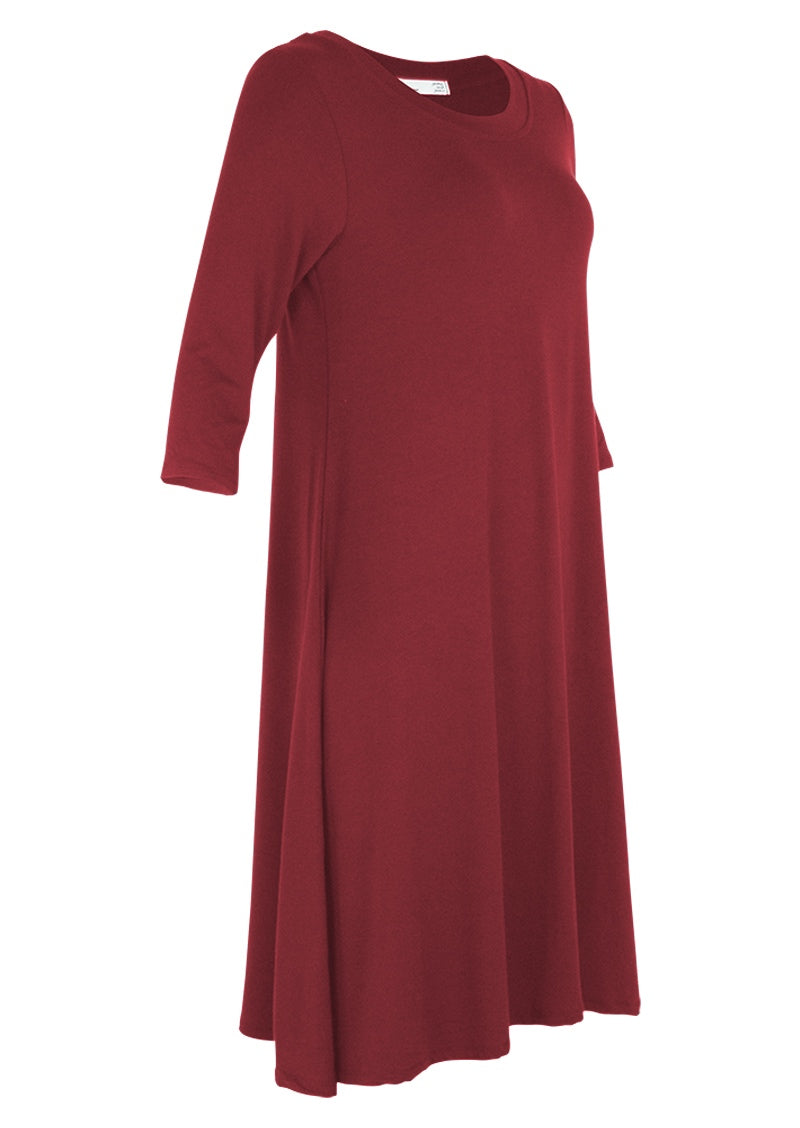Half Sleeve Jersey Dress Maroon – Karma East