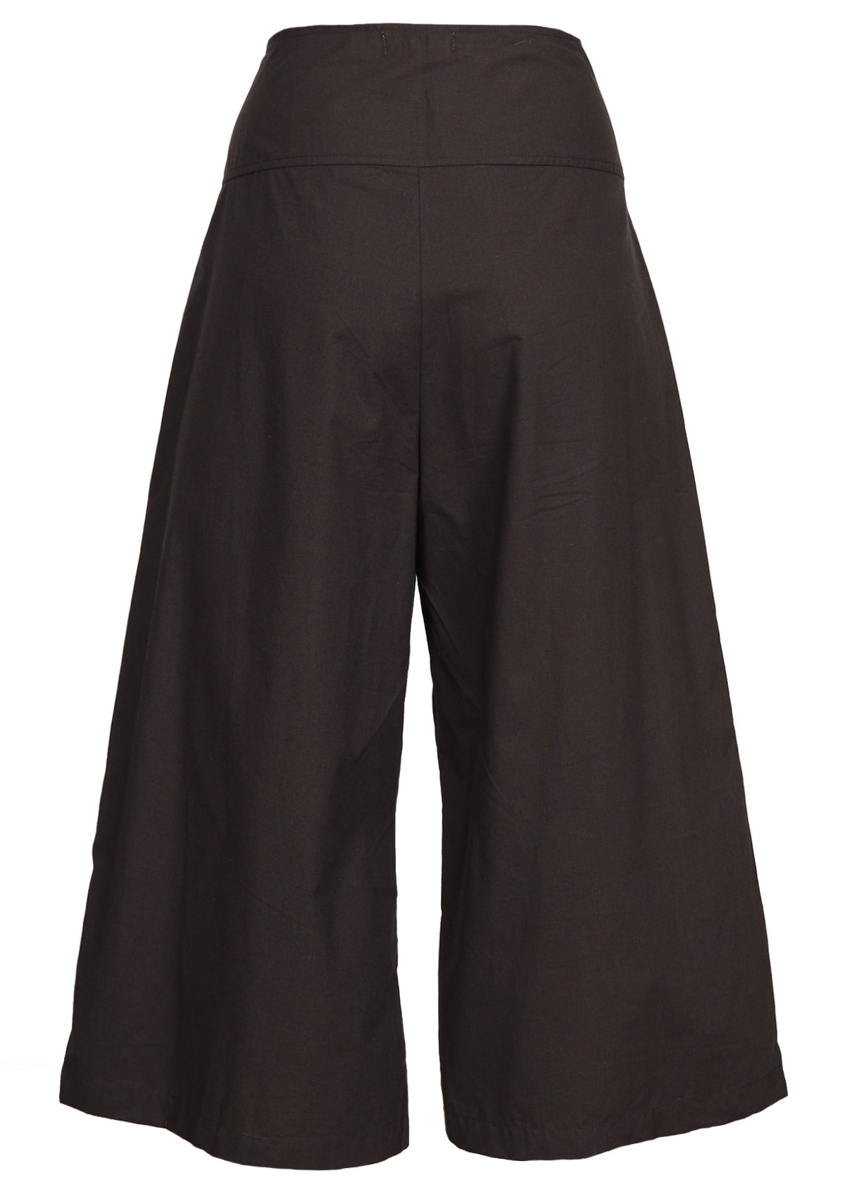 back view wide leg 3/4 pant black