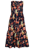 Sleeveless, Tiered Cotton Printed Dress