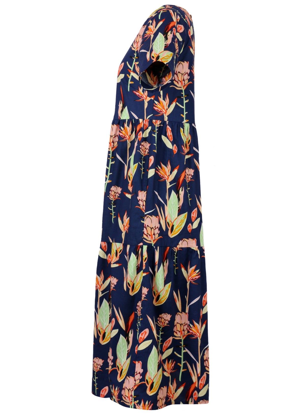 Side View Short Sleeve Tiered Dress with pockets 