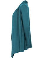 side view longer at front cardigan teal